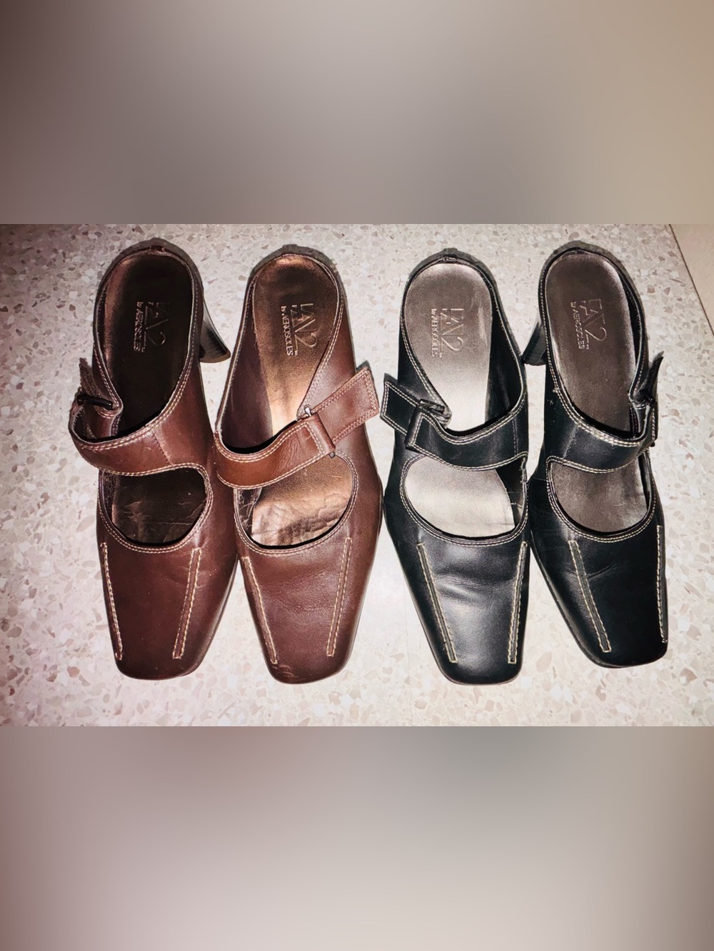 2 Vintage A2 Aerosoles Brown Black Leather Square Toe Mary Jane‎ Clog Heel Lot